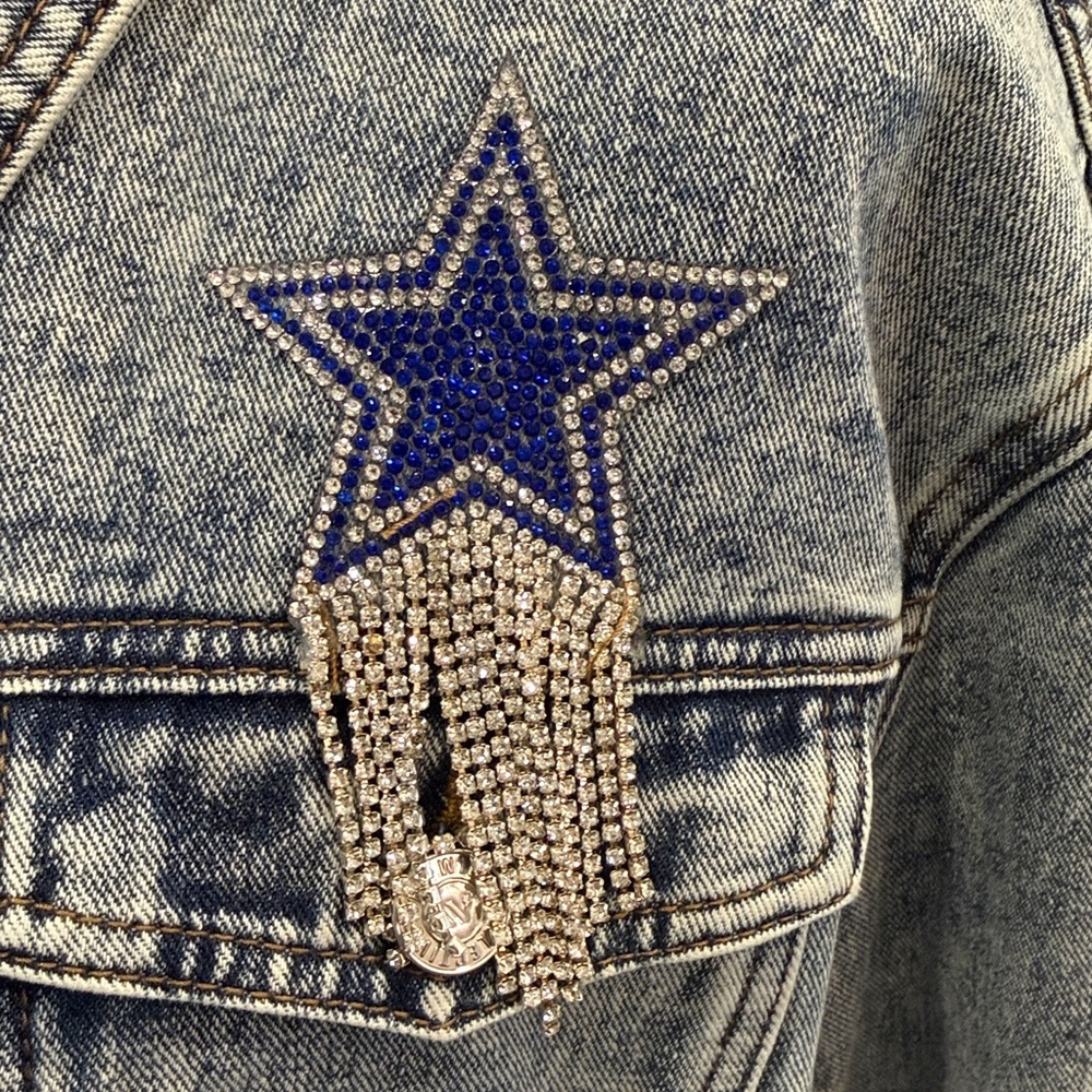 Women's Dallas Cowboys Rhinestone Denim Sequin Fringe Button-Up Jacket Sz M
NWOT - Picture 5 of 7